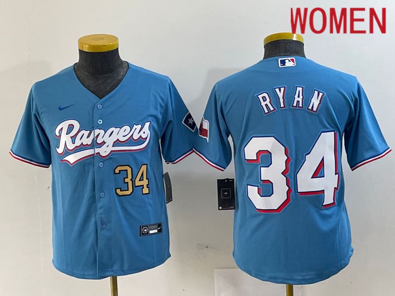 Women Texas Rangers 34 Ryan Blue Game Nike 2024 MLB Jersey style 2